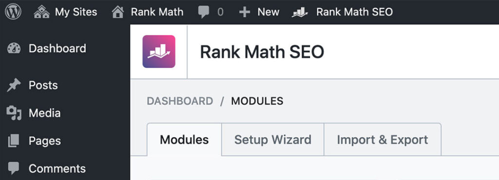 wordpress SEO Rank Math Histry